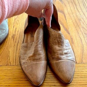 Free People Royale Leather D’Orsay Flat Shoes Pointed Toe Tan Brown size 38(7.5)